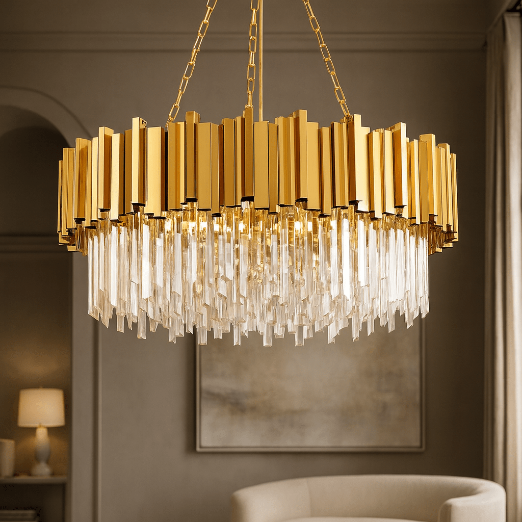 buyGio 31" Gold Crystal Chandelier - Morsale Main image