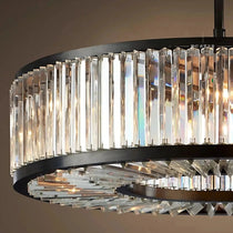 Detail of crystal on the Gio modern chandelier