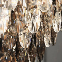 Detail of hand-cut crystal on the Langford chandelier