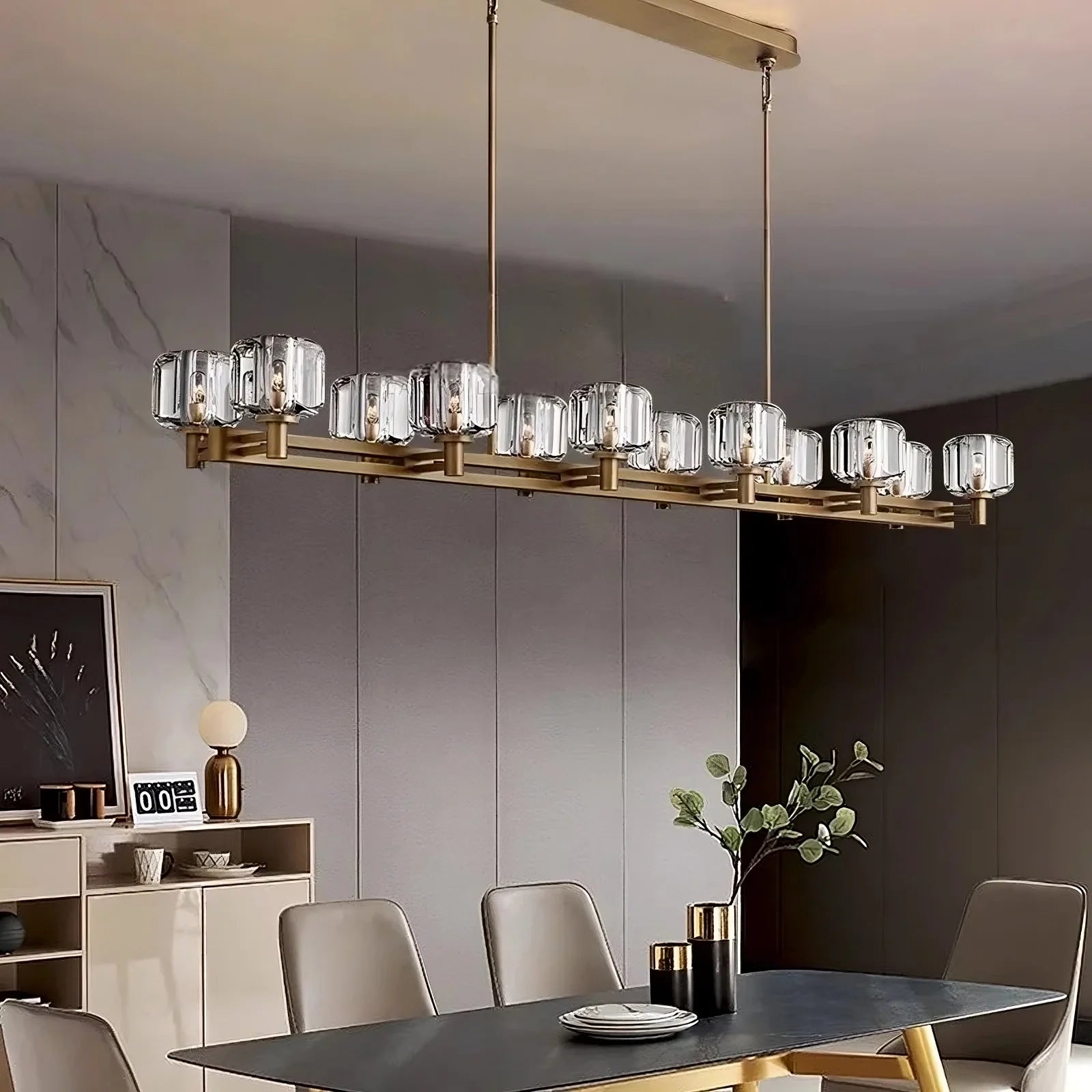 Ventoux Linear Crystal & Brass Chandelier Secondary image