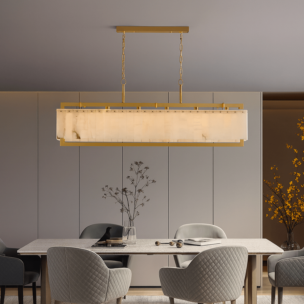 Stanton brass and marble linear dining chandelier Main image