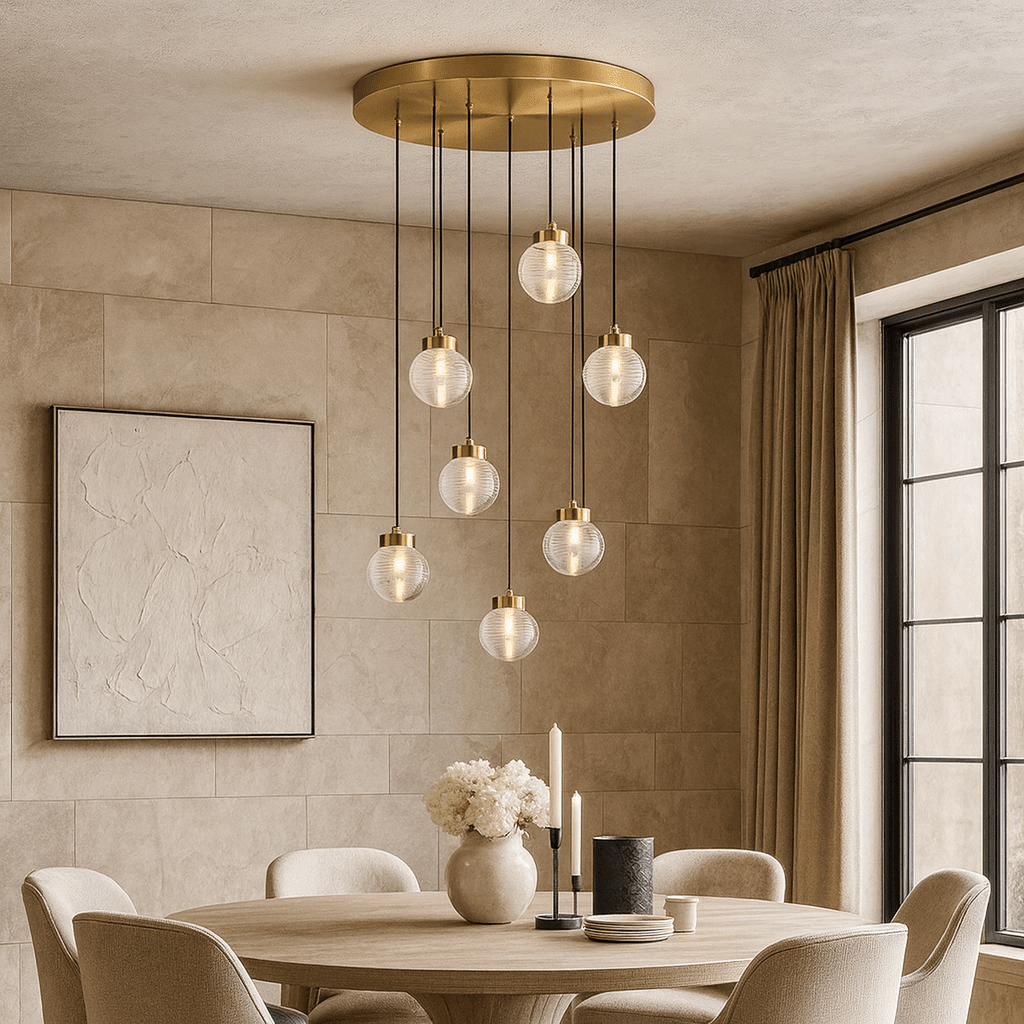 Bossen 7-globe chandelier full fixture view Main image