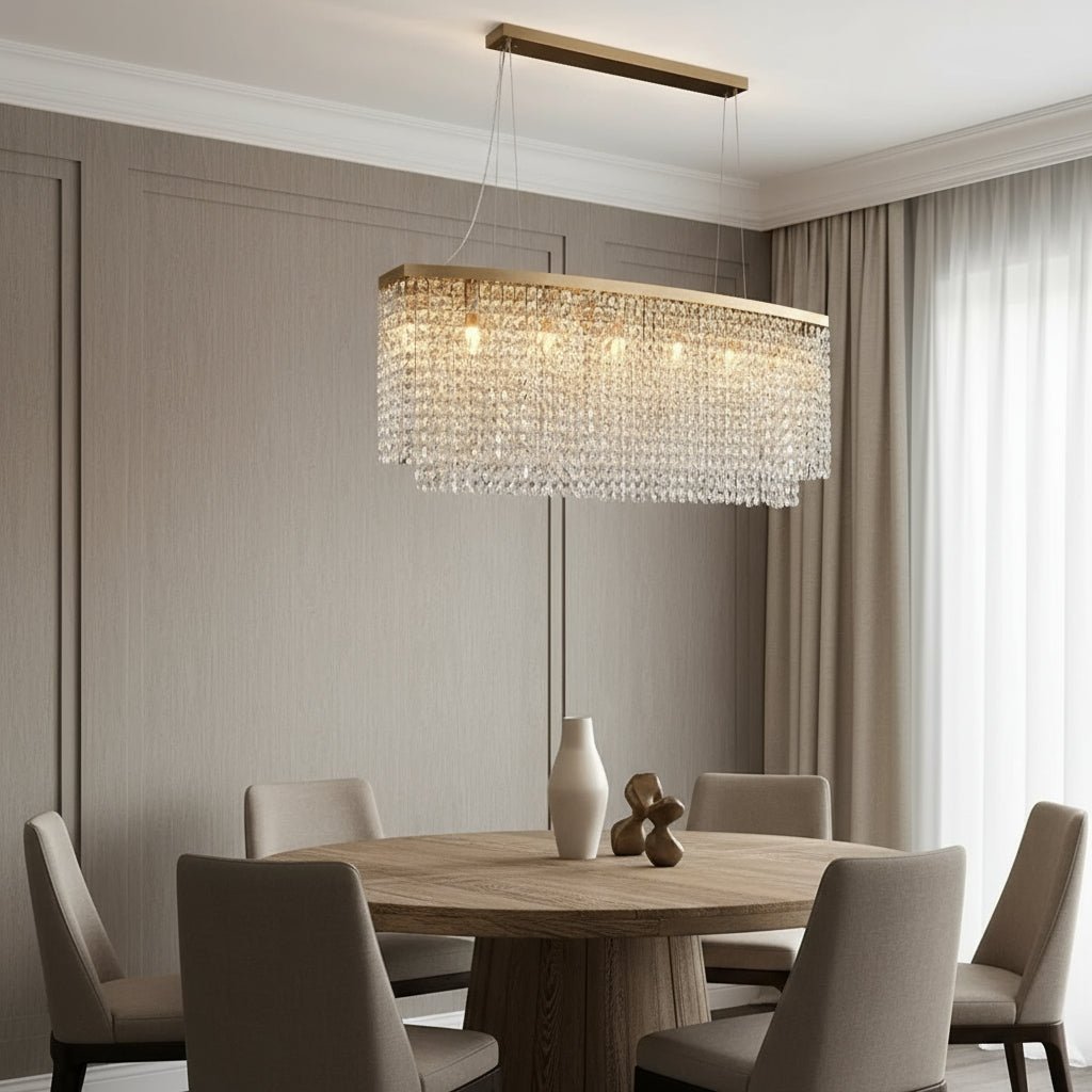 Alleri 47-inch crystal dining chandelier on polished steel Main image