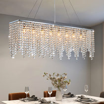 Alleri 39-inch crystal dining chandelier on polished steel