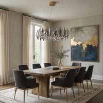 Detail of leaf-shaped clear and smoke crystals on the Lazzo chandelier