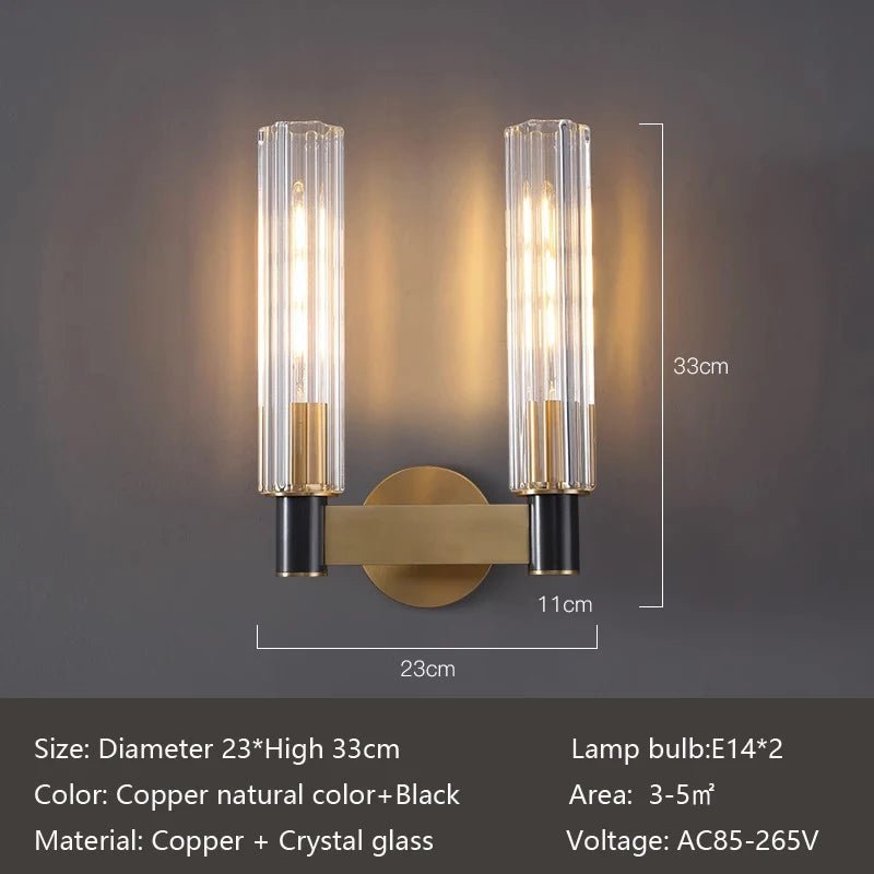 Palermo 2-light brass wall sconce full view