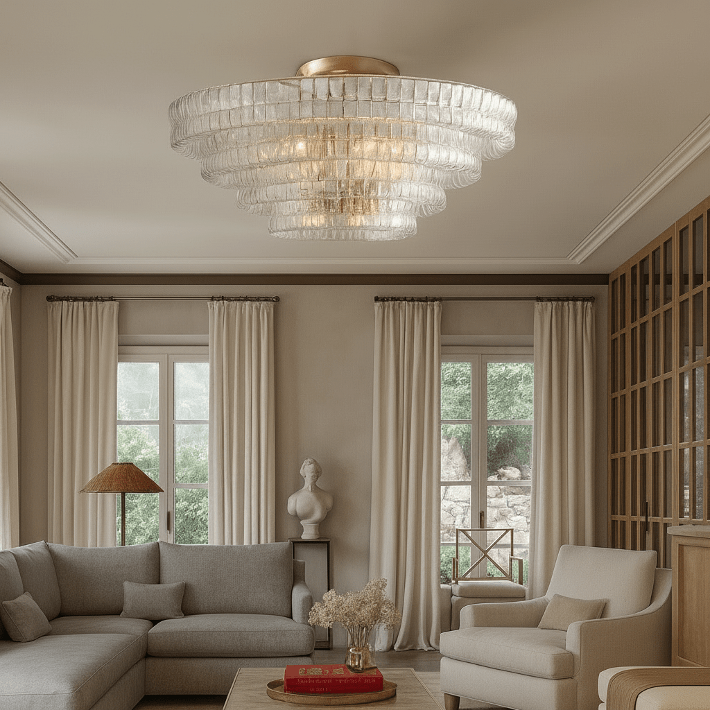 Riviera 35" Clear Glass Flush Mount Chandelier Secondary image