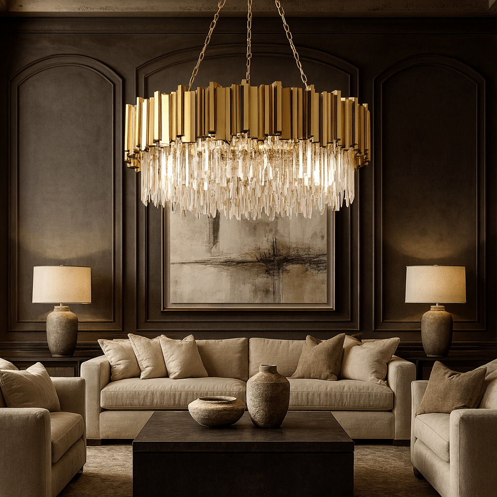 buyGio 31" Gold Crystal Chandelier - Morsale