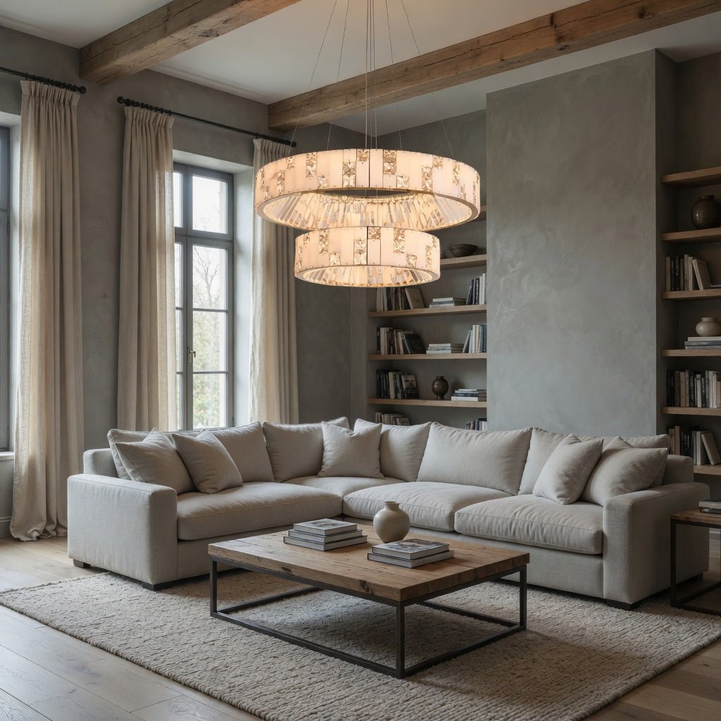 Edes marble and crystal chandelier in natural stone Main image