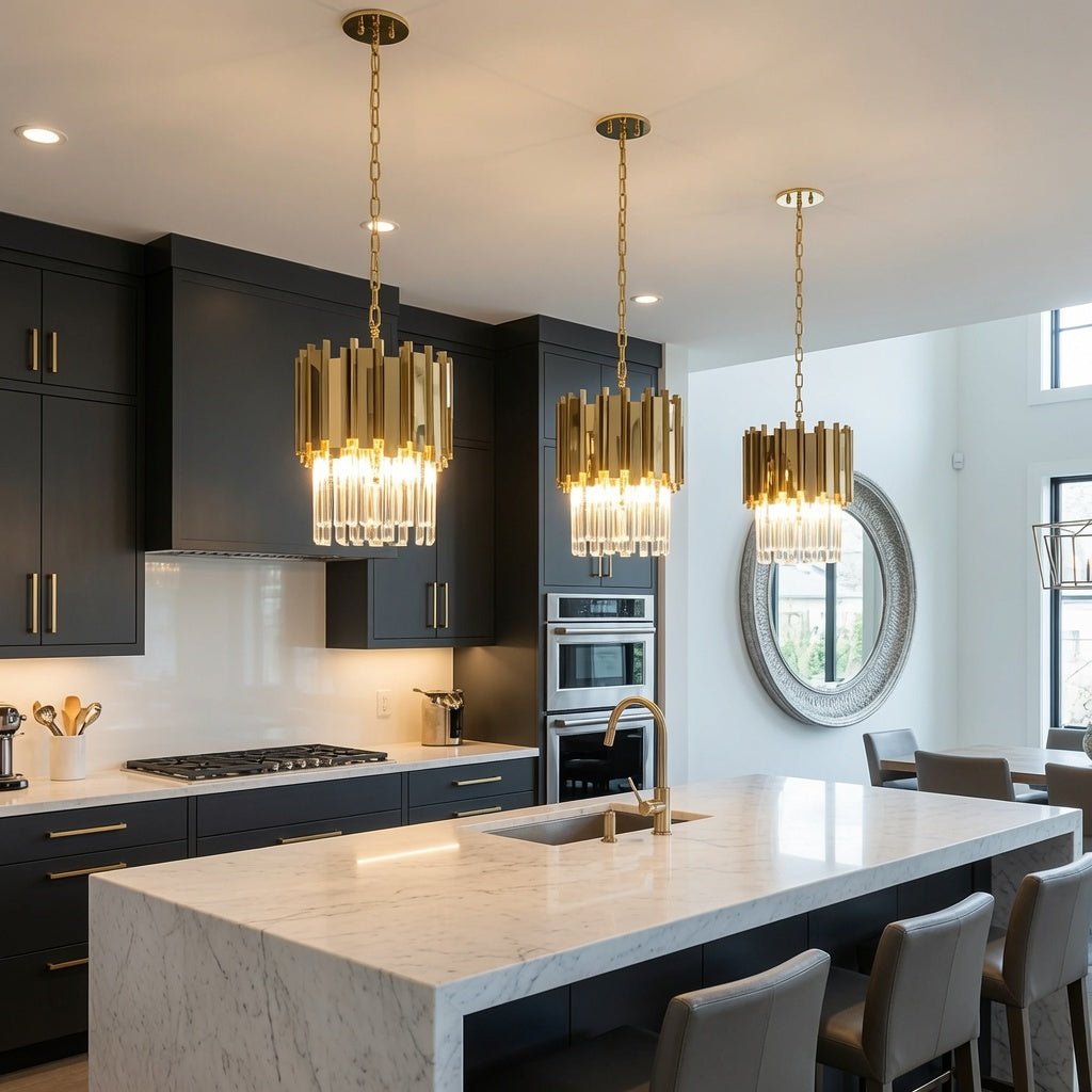 buyGio Crystal & Gold Pendant Light - Morsale Main image