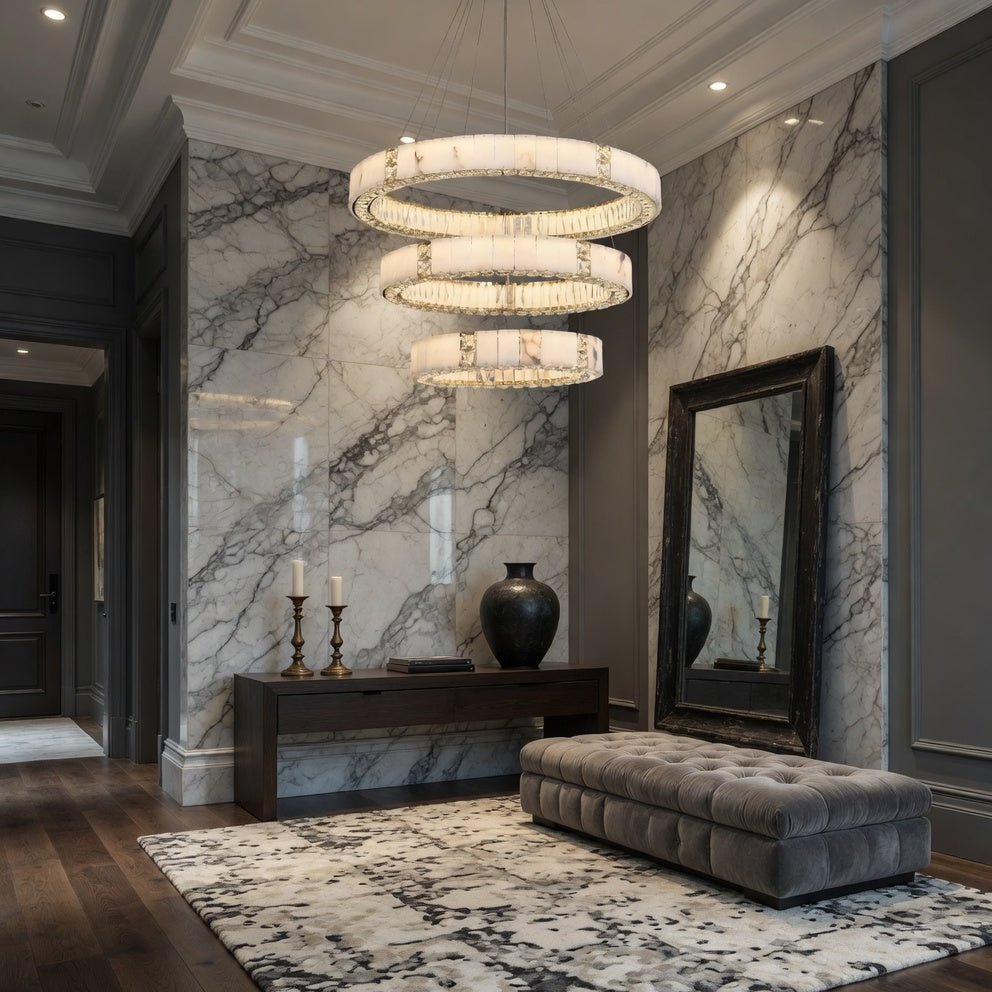 buyAurelia Marble & Crystal 3-Tier Chandelier - Morsale Main image