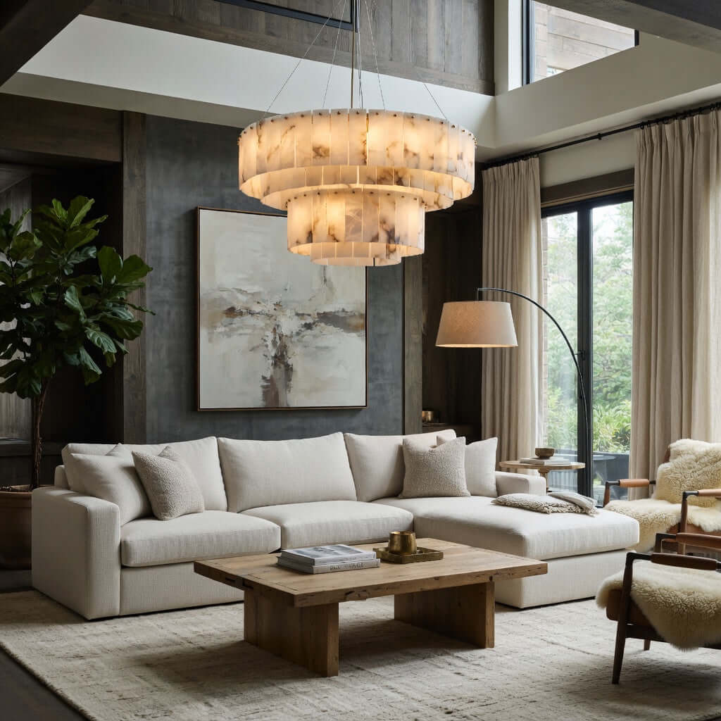 Oakley Layered Marble Chandelier - 39" Secondary image