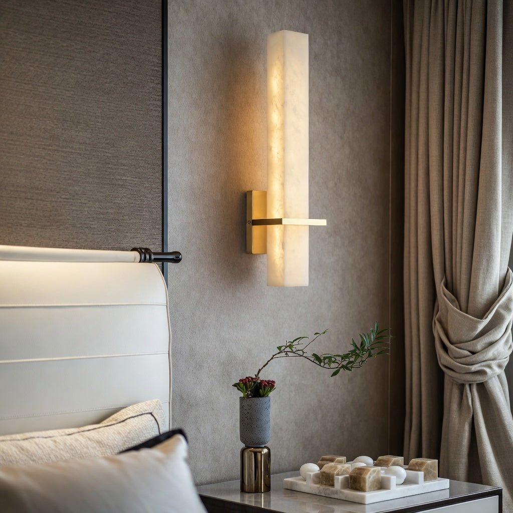 buyVarella Marble & Brass Wall Sconce - Morsale Main image