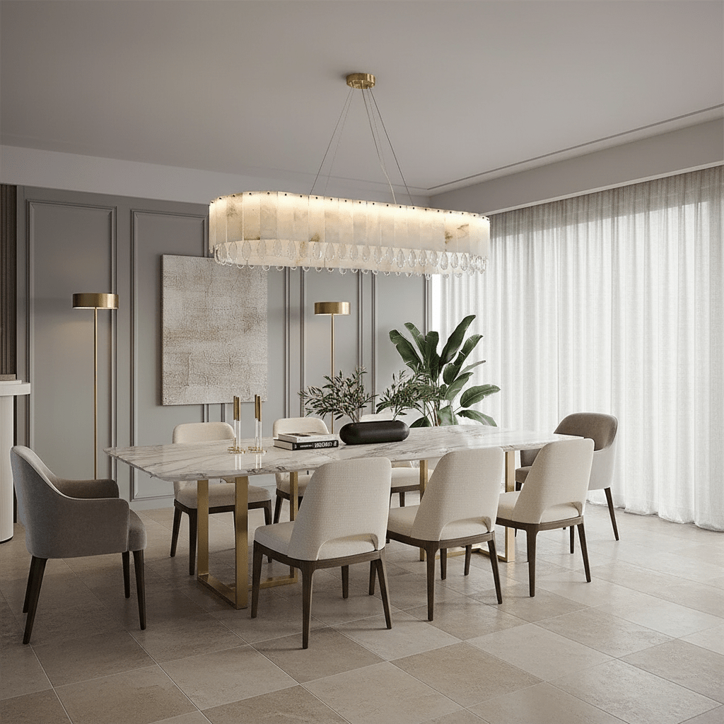 buyStuart Modern Marble & Crystal Dining Room Chandelier - Morsale