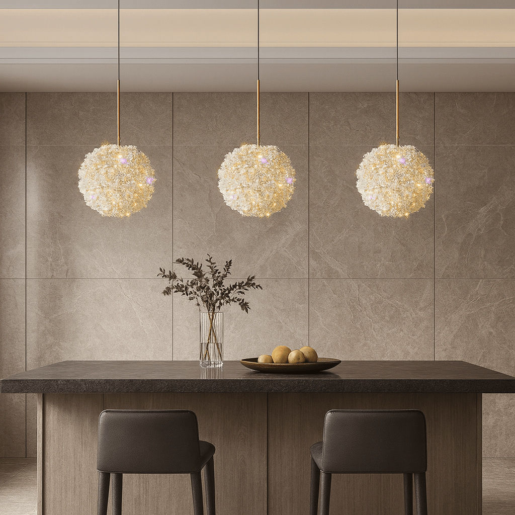 El Sol crystal pendant light fixture full view Main image