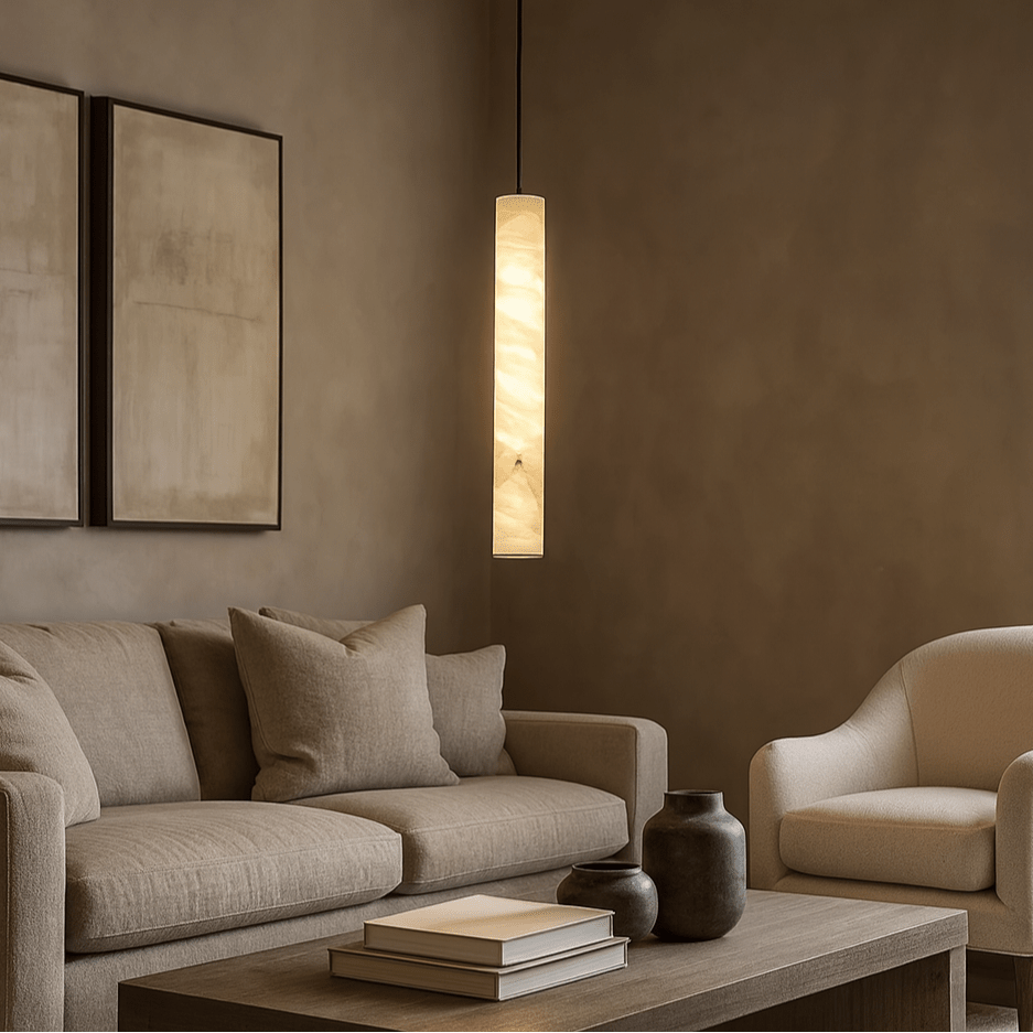 Moonshade marble pendant light side profile