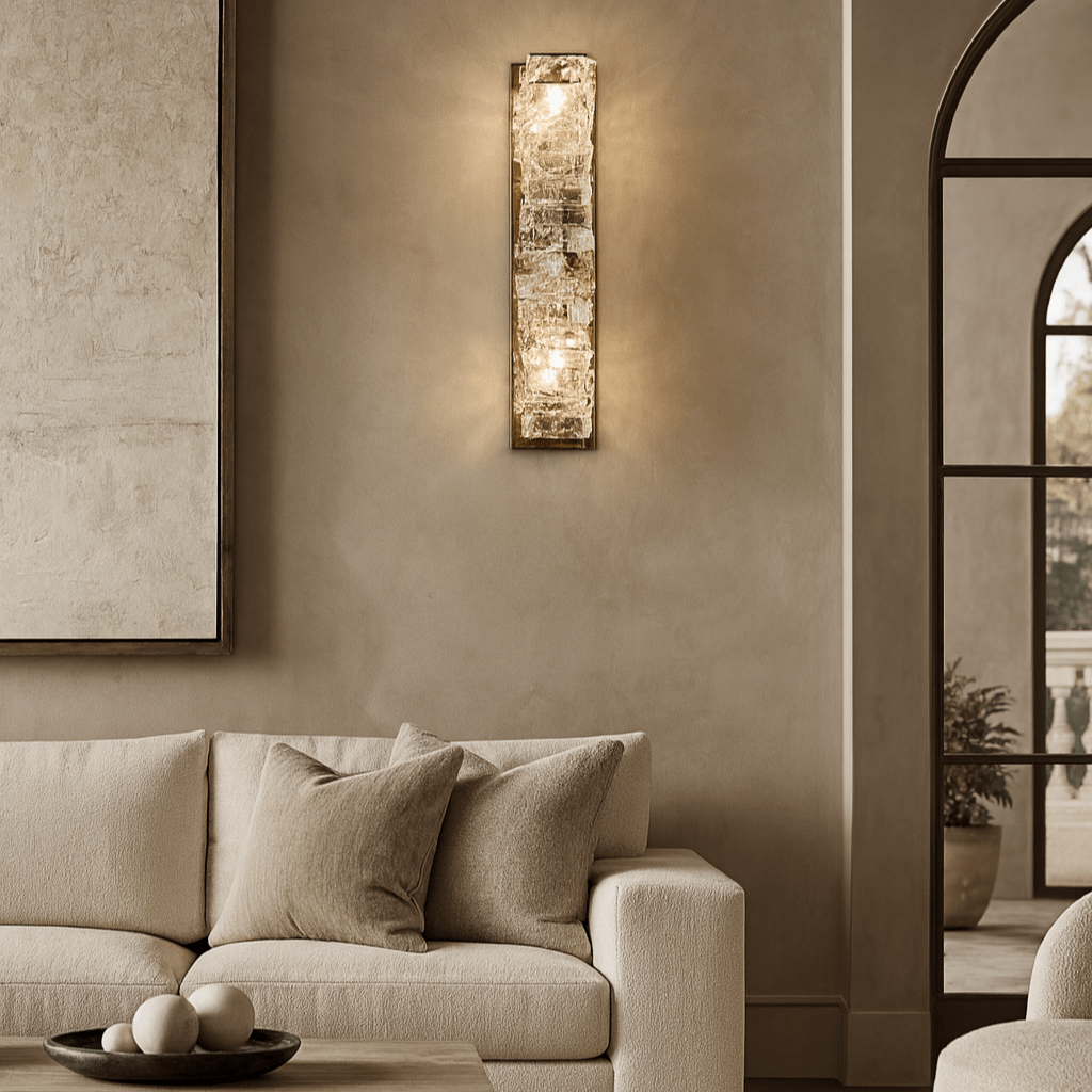Bacci brass and crystal wall sconce full view Main image