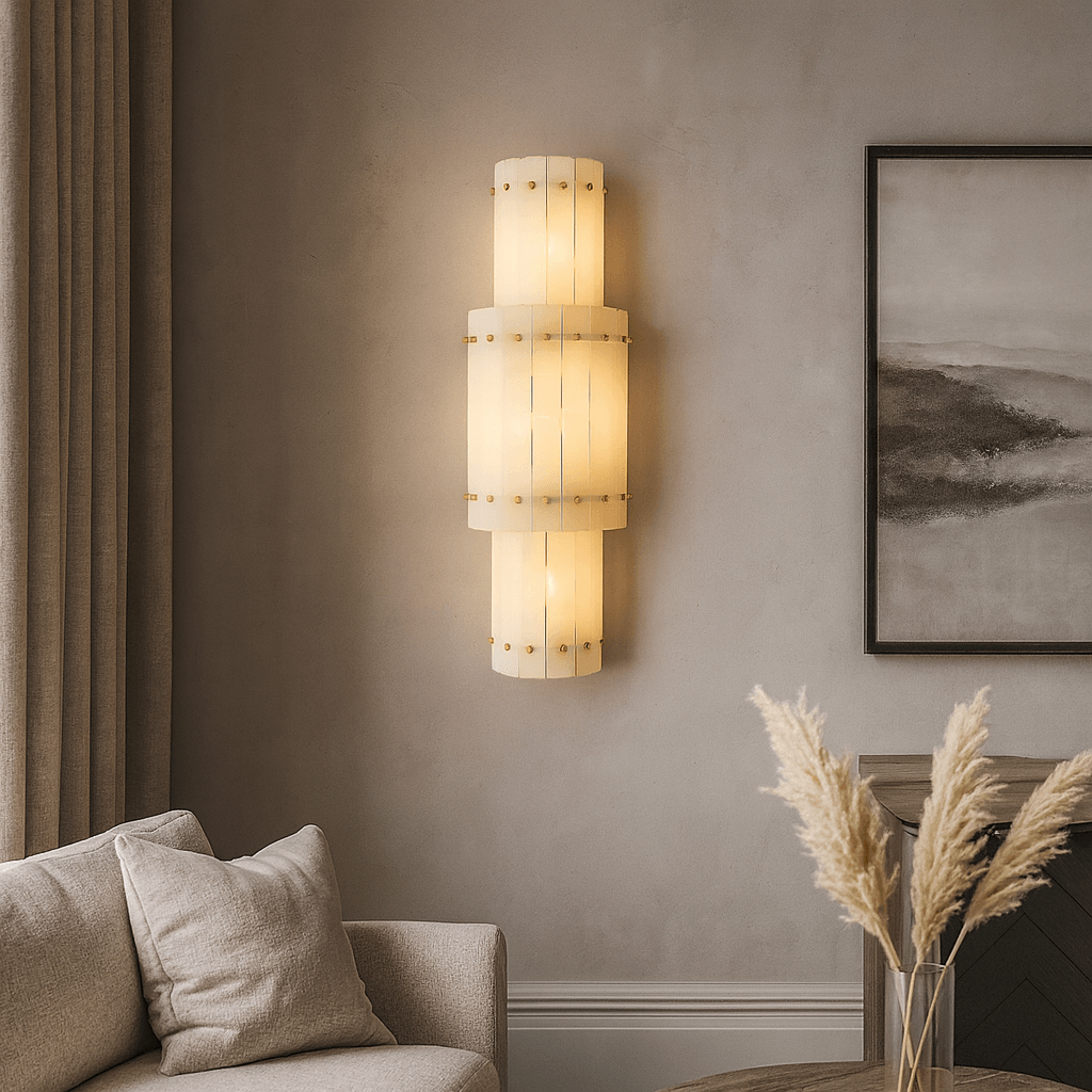 Valmont marble wall sconce full view Main image