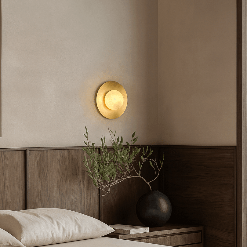 Calla marble and brass wall sconce full view Main image