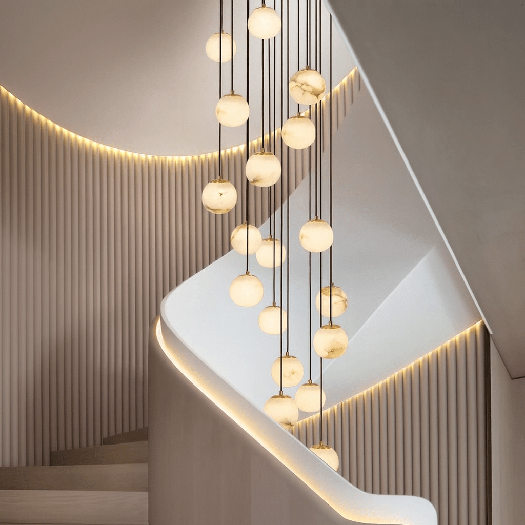 Brighton marble ball chandelier full fixture view Main image
