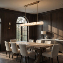 Windsor marble linear dining chandelier over a dining table