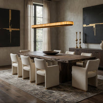 Hampton marble dining chandelier in natural stone over a table
