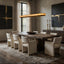 Hampton marble dining chandelier in natural stone over a table