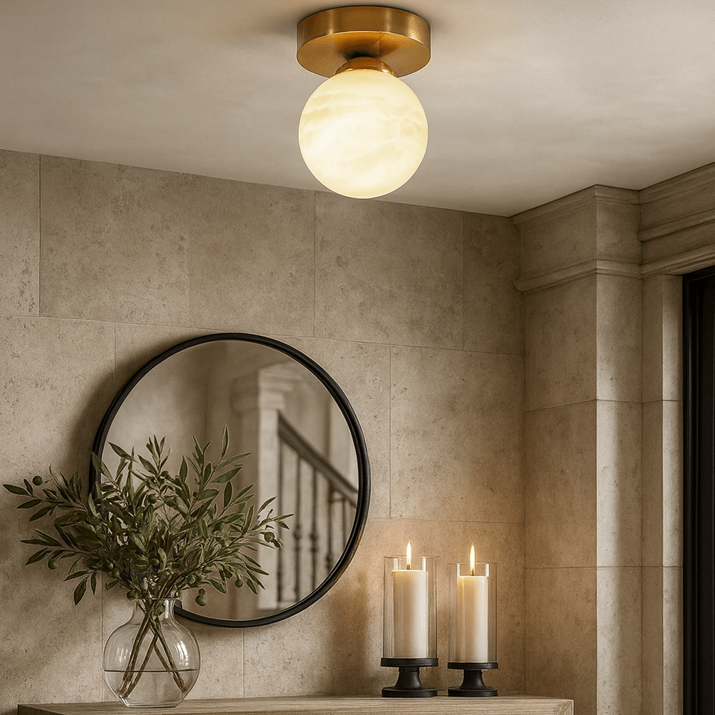 Soria marble flush mount ceiling light full view Main image