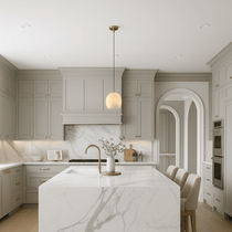 Auris marble pendant with glowing natural stone shade