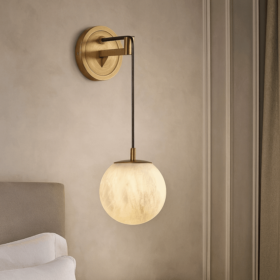 Horrin marble ball wall sconce full view Main image