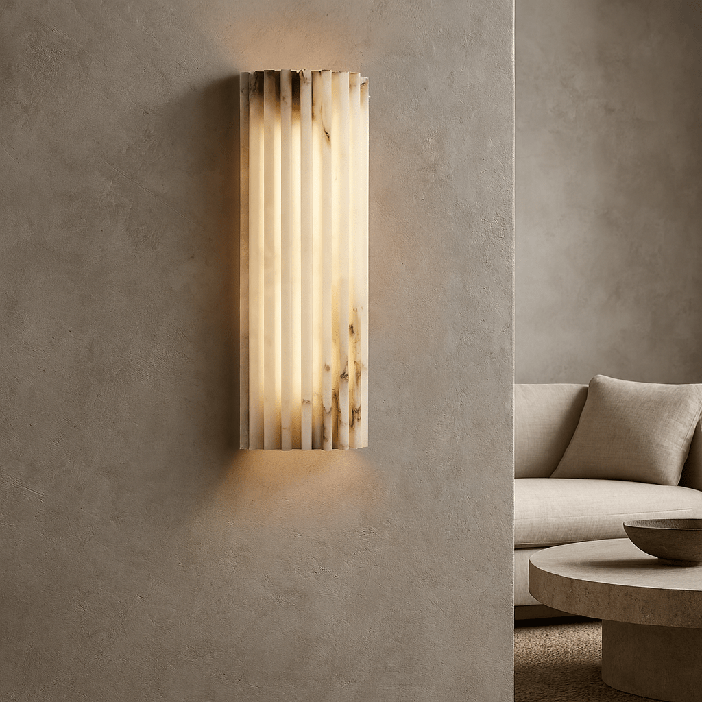 Marlo 12-inch marble wall sconce full view Main image