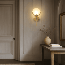 Detail of natural marble grain on the Vellaro sconce