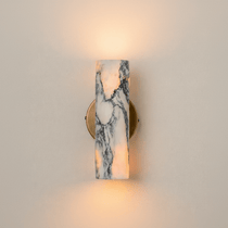 Moonshade marble wall sconce mounted in a hallway