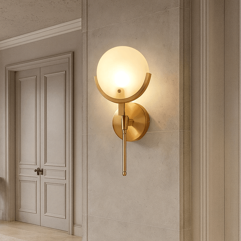 Vellaro hand-carved Spanish marble cylinder wall sconce Main image