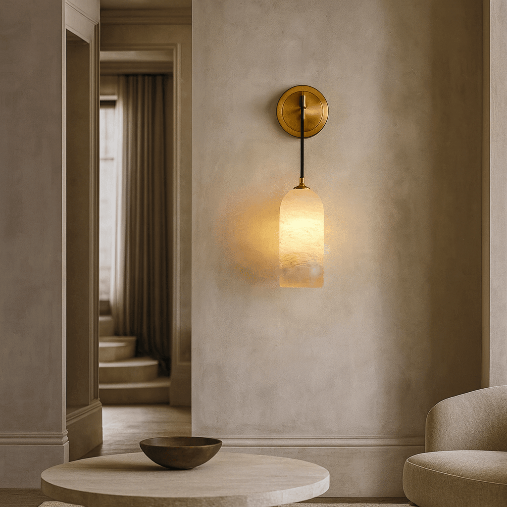 Lucera marble and brass wall sconce full view Main image