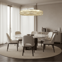 Hutton crystal chandelier illuminated