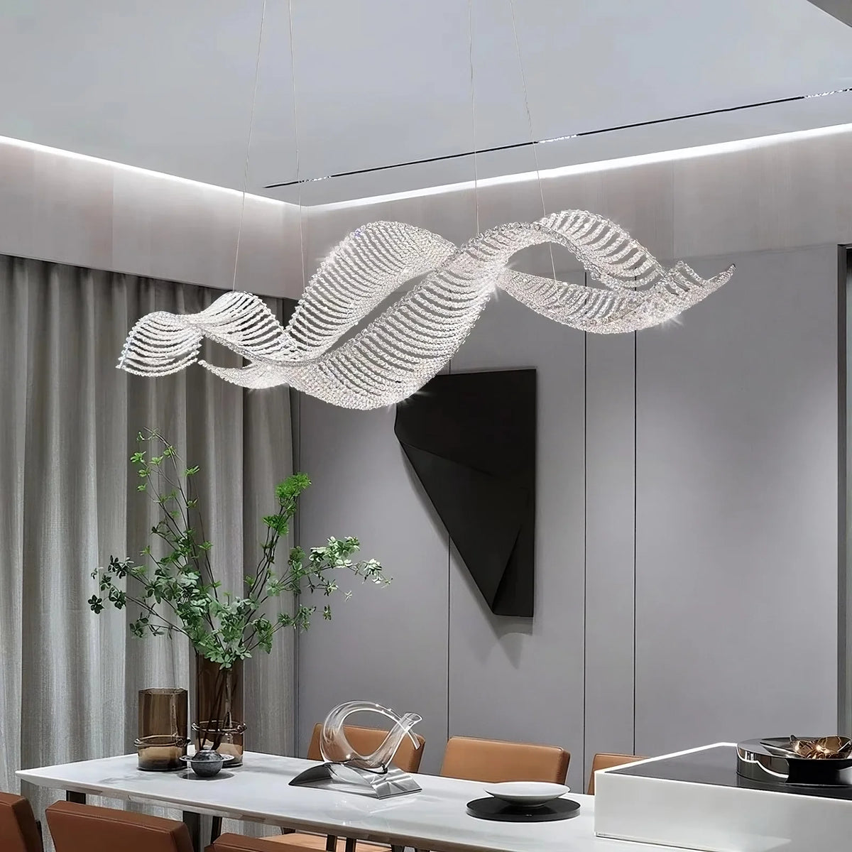 Alleri integrated-LED crystal chandelier full view Main image