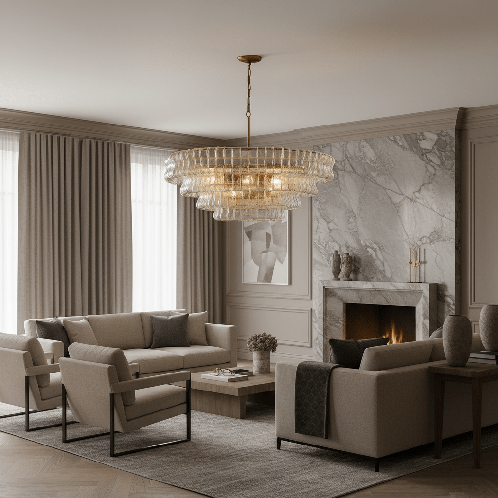 Riviera modern glass chandelier side profile