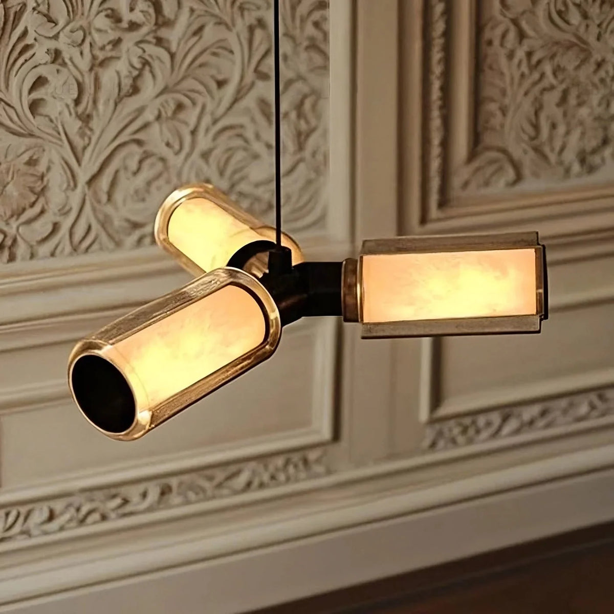 Lumiere marble and glass pendant light full view Main image