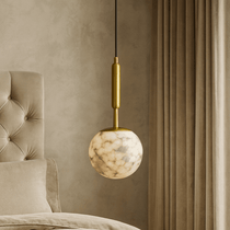 Solara marble orb pendant light carved from natural stone