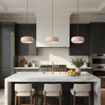 Vero travertine bell pendant light full view