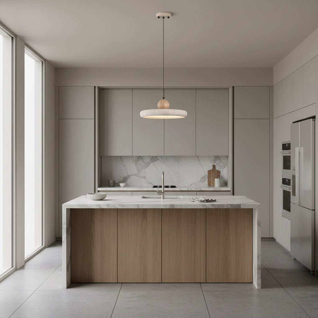 Avelina Travertine & Wood Pendant Secondary image