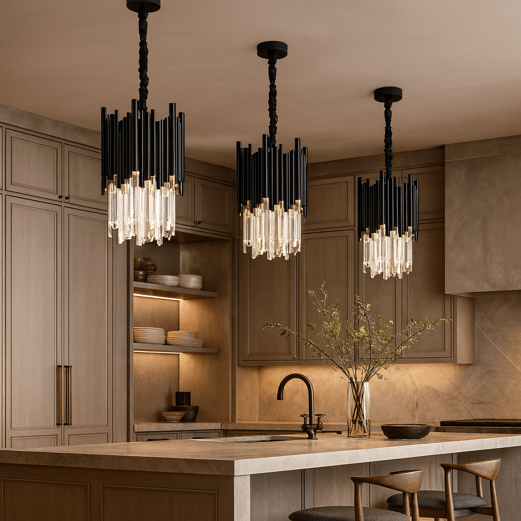 Vigo 12-inch round crystal chandelier for a small dining space Main image