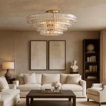 Riviera 35-inch flush mount chandelier full view