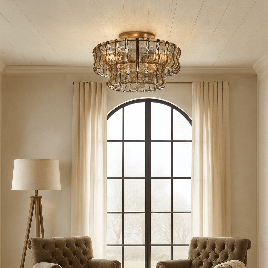 Riviera 20" Smoke Glass Flush Mount Chandelier Secondary image