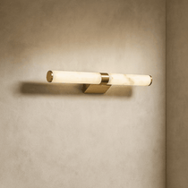 Altura marble and brass sconce side profile on a wall