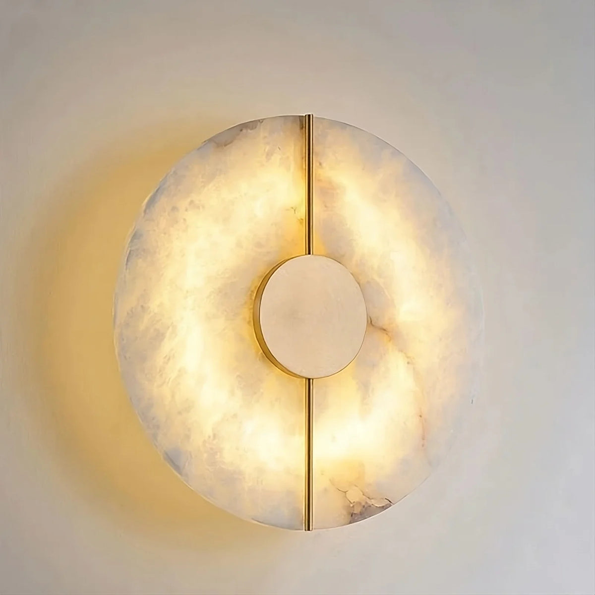 Detail of Spanish marble veining on the Altura disc sconce