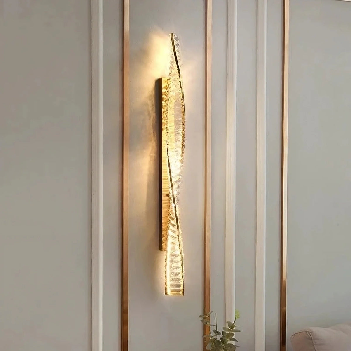 Gio 39-inch crystal wall sconce on polished gold stainless steel Main image