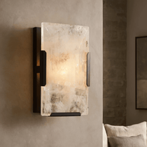 Brookhill calcite wall sconce in black full view