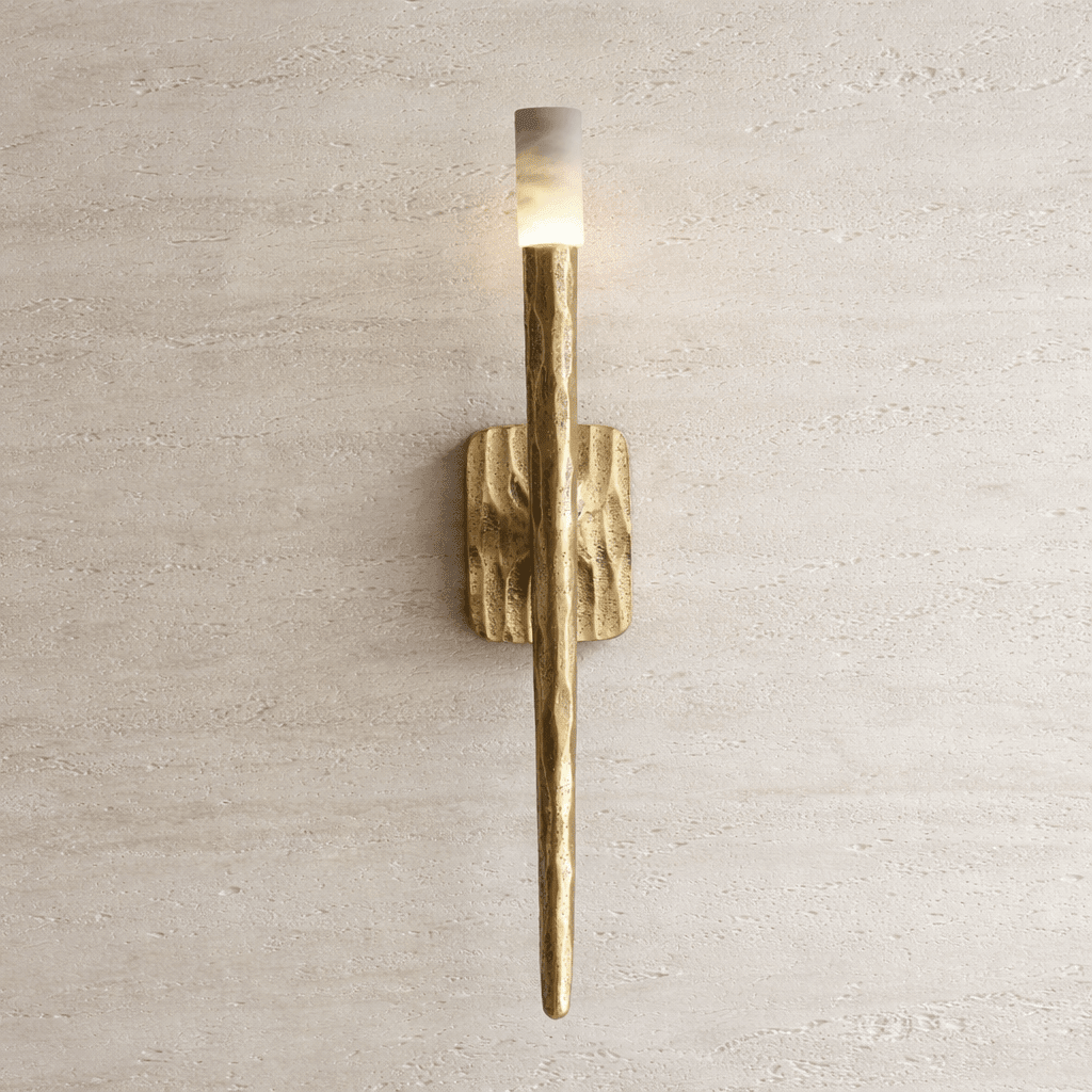 Valen forged brass and marble wall sconce full view Main image
